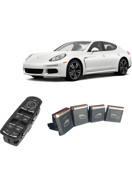 Porsche Panamera 4 Adet Cam Kaldırma İndirme Düğme Seti Porsche Panamera Cam Düğmesi