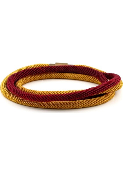 Bordo Sarı Çift Sıra Manyetik Klips Erkek Bileklik Bt469