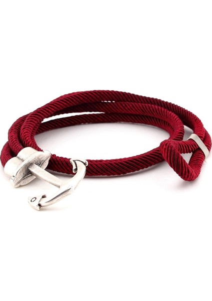 Bordo Renkli Sarma Büyük Çapalı Erkek Bileklik Bt476 fiyatları