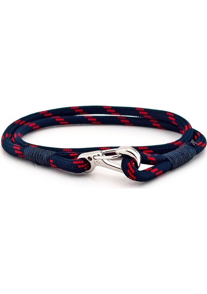 Kırmızı Lacivert Paracord Metal Kanca Erkek Bileklik Bt549