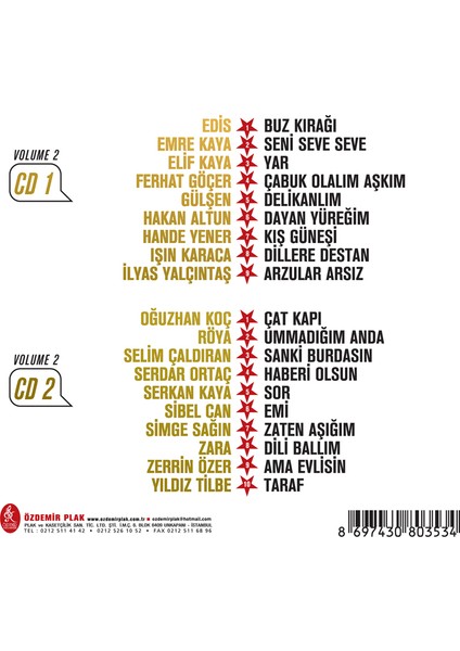 Çeşitli Sanatçılar - Yıldız Tilbenin Yıldızlı Şarkıları Vol2 - Cd