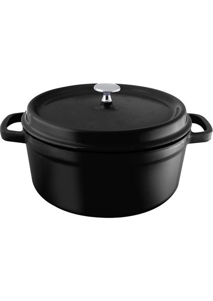 28 Cm Parlak Emaye Kuzguni Siyah Derin Tencere