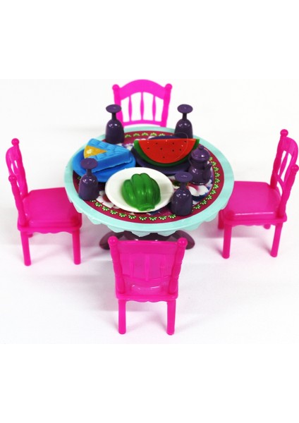 Yemek Masası Sandalye Takımı Pembe Renk 16 Parça Yemek Seti fiyatları