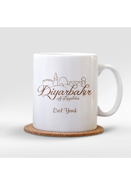 Kişiye Özel İsim Yazılı Diyarbakır Beyaz Kupa Bardak - 001