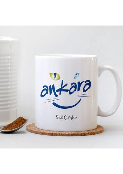 Kişiye Özel İsim Yazılı Ankara Beyaz Kupa Bardak - 001