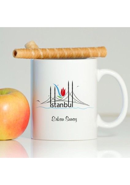 Kişiye Özel İsim Yazılı İstanbul Beyaz Kupa Bardak - 002