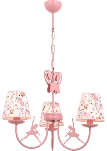 AV-1416-BALLERINA Pembe Boyalı Modern Avize E14 Metal Kumaş 52cm