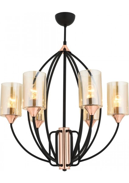 AV-1660-6BSY Siyah Boyalı Modern Avize E27 Metal Cam 58cm
