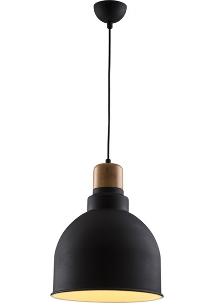 AV-4100-A2-BSY-30 Siyah Boyalı Modern Avize E27 Metal Ahşap 30cm
