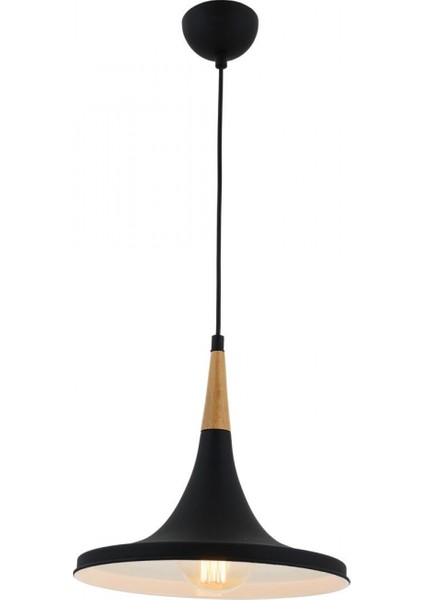 AV-4100-A6-BSY Siyah Boyalı Modern Avize E27 Metal Ahşap 32cm