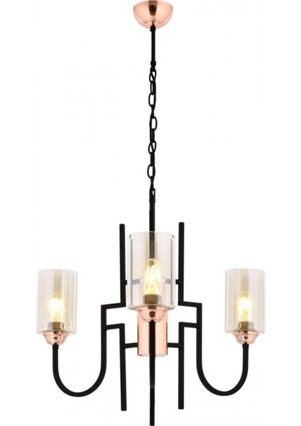 AV-4163-3BSY Siyah Boyalı Modern Avize E27 Metal Cam 62cm