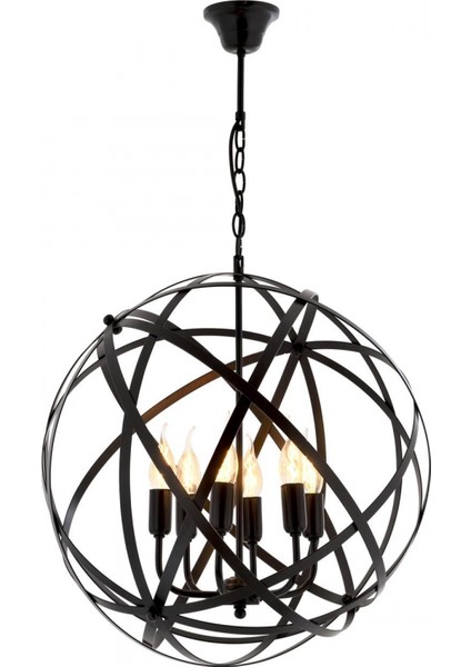 AV-4183-6BSY Siyah Boyalı Modern Avize E14 Metal 50cm