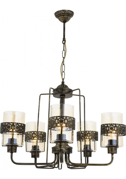 AV-4196-5E Eskitme Kaplama Modern Avize E27 Metal Cam 56cm