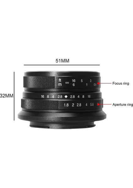 Objektif 7Artisans 25mm F1.8 Manual Focus Prime Fixed Lens