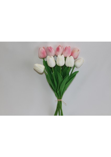 Yapay 10 Lu Islak Lale Buketi Kırık Beyaz modelleri