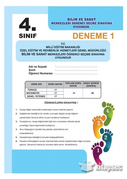 Mutlu Yayıncılık Bilsem 4. Sınıf Deneme Sınavları