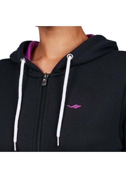 18N-2104 Siyah Kadın Fermuarlı Kapüşonlu Sweatshirt modelleri