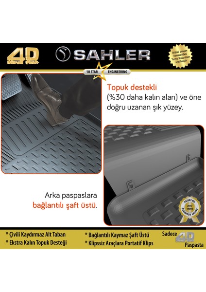 Dacia Duster 2009-2017 İçin 4.5D Özel Havuzlu Paspas Siyah