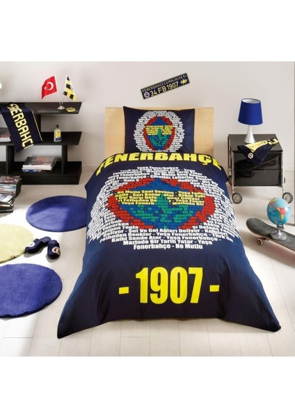 Fenerbahce Marşlı Logo Lisanslı Tek Kişilik Ranforce Nevresim Takımı