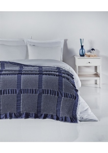 Waffle Yatak Örtüsü Çift Kişilik Lacivert 230x250