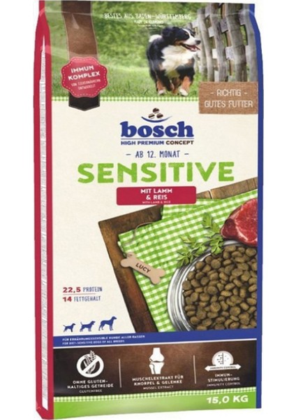 Sensitive Kuzulu ve Pirinçli Köpek Maması 15 Kg