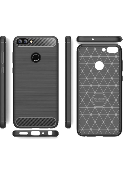 Huawei P Smart Brushed Carbon Fiber Silikon TPU Kılıf