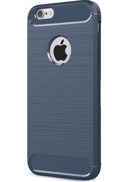 Apple iPhone 6 Plus/6S Plus Brushed Carbon Fiber Silikon Kılıf + Tempered Ekran Koruyucu Cam