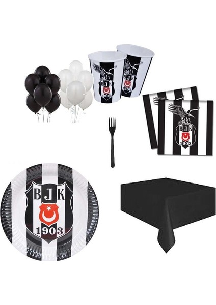 8 Kişilik Beşiktaş Temalı Doğum Günü Parti Süsleri Seti
