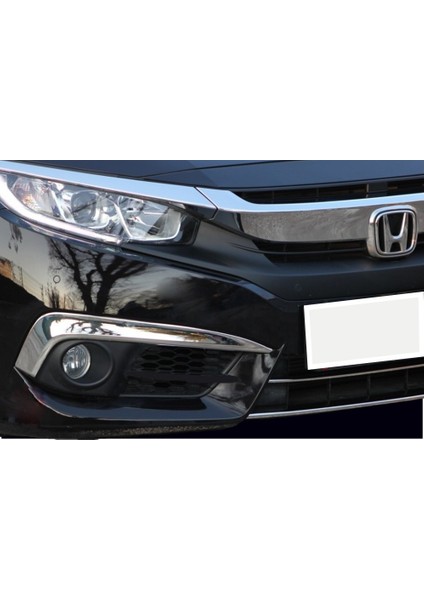 Honda Civic 10 Sis Farı Kaşı 2 Parça Paslanmaz Çelik 2016-2019