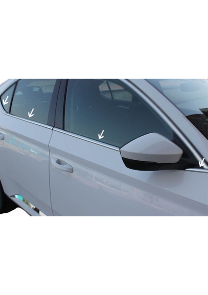 Skoda Super B8 Krom Cam Çıtası 8 Parça 2015-