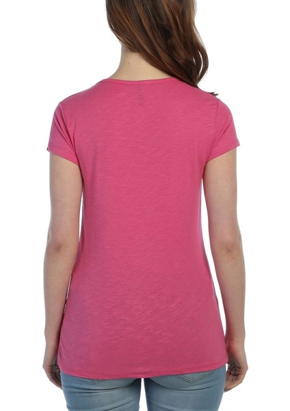 3023 - Pembe Kadın Summer Kokteyl Desenli Baskılı Tshirt modelleri