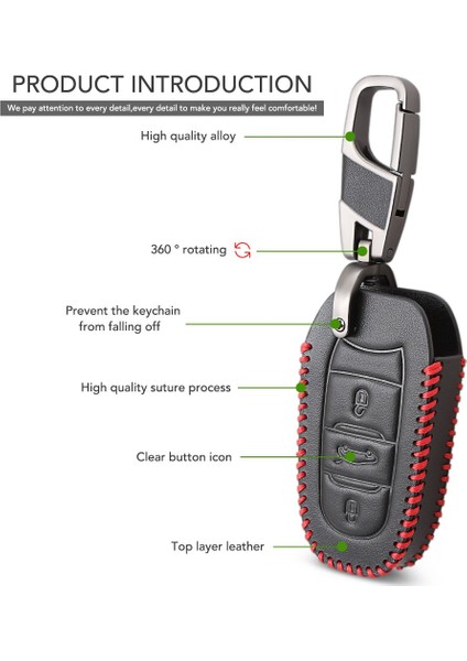 Peugeot 3008, 5008, 308, 508, 2008 Deri Anahtar Kılıfı (Lüx Model)