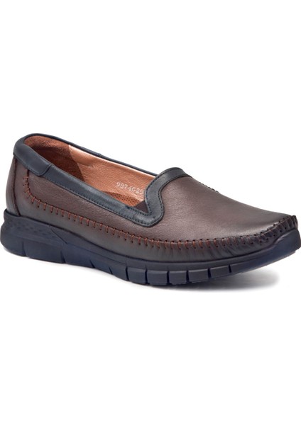 29423 Kadın Kahve Deri Comfort Ayakkabı