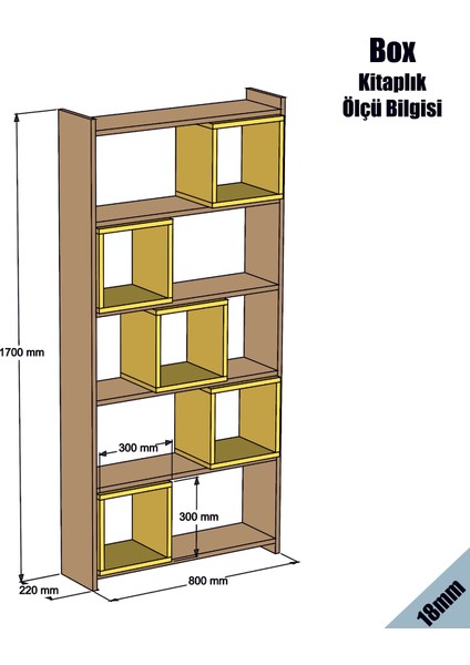 Variant Box Kitaplık Beyaz Sarı