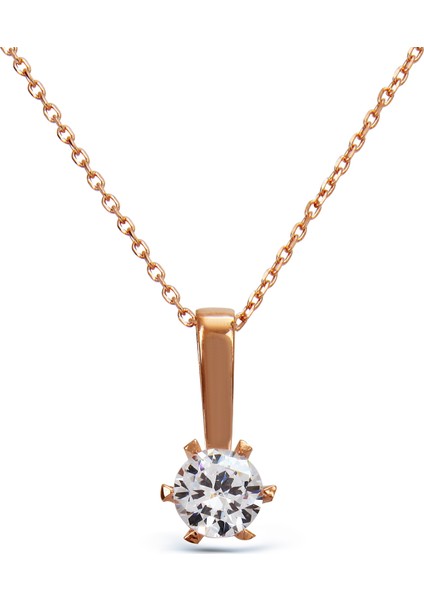 Gümüş Rose Tek Taş Set S014702