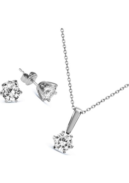 Gümüş Tek Taş Set S014802