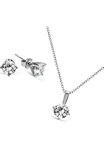 Gümüş Tek Taş Set S015002