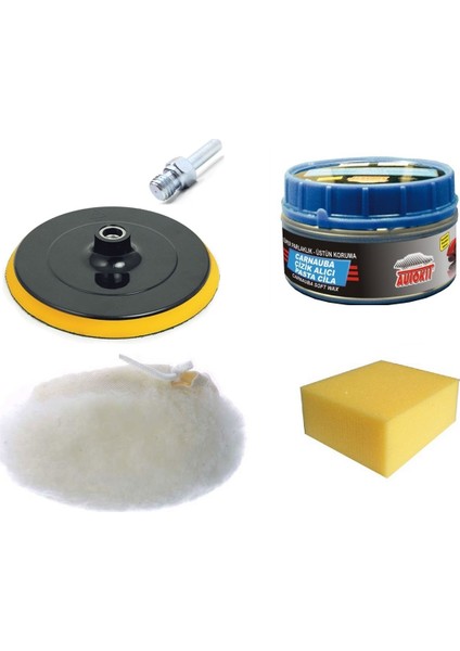 Oto Araç Kaporta Tampon Cizik Giderici ve Pasta Cila Uygulama Seti (Peluş Bone Disk Matkap Takma Aparatı)