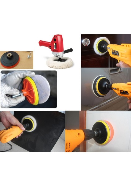 Oto Araç Kaporta Tampon Cizik Giderici ve Pasta Cila Uygulama Seti (Peluş Bone Disk Matkap Takma Aparatı)