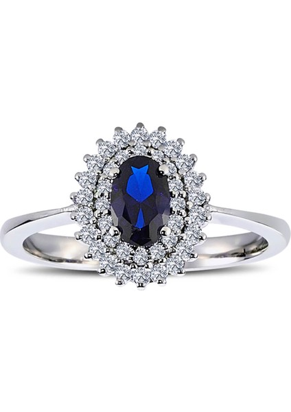 lı Oval Safir Anturaj Yüzük 1020238