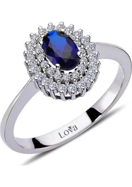 lı Oval Safir Anturaj Yüzük 1020238