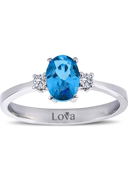 lı Blue Oval Topaz Yüzük 1030162