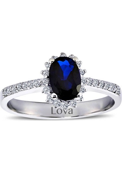 lı Oval Safir Anturaj Yüzük 1040087