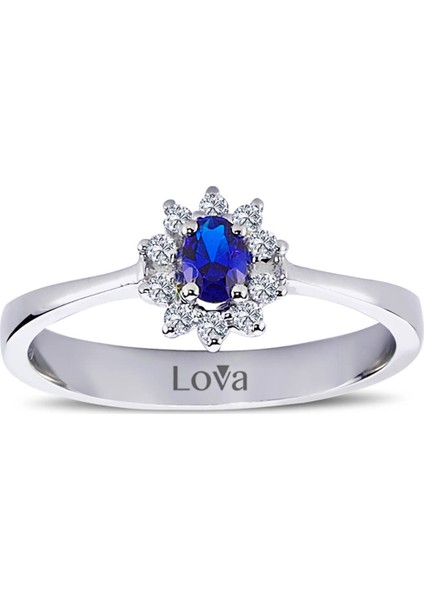 lı Oval Safir Anturaj Yüzük 1050243