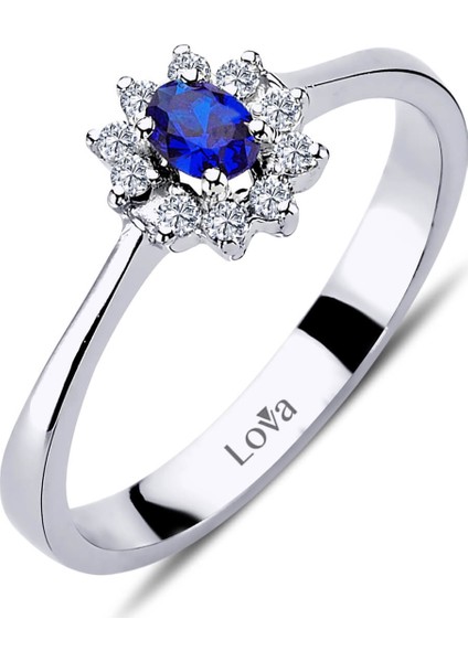 lı Oval Safir Anturaj Yüzük 1050243