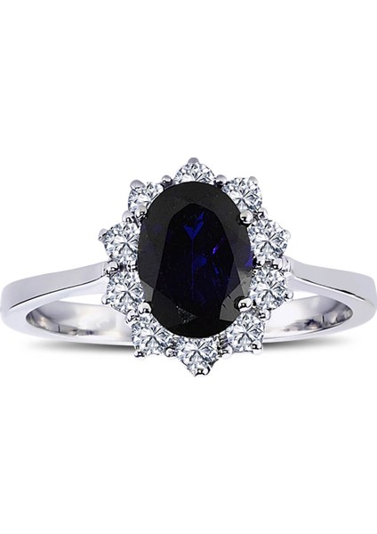 lı Oval Safir Anturaj Yüzük 1050246