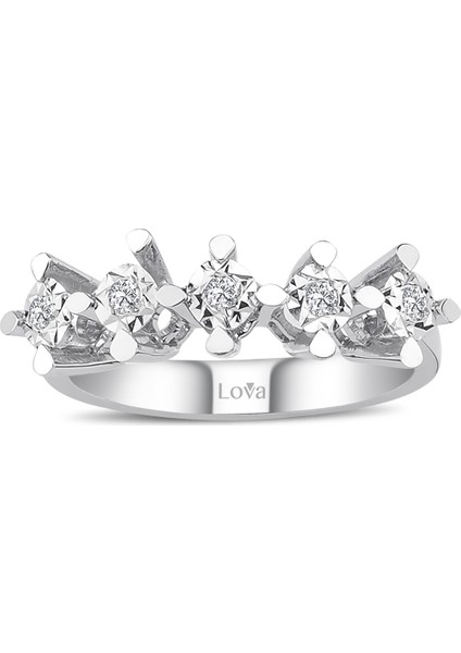 Lova 1 Karat Efektli Pırlanta Beştaş Yüzük 1070107