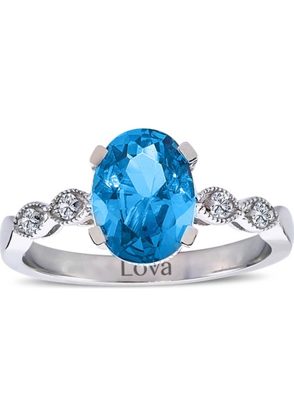 lı Oval Blue Topaz Yüzük 1080058