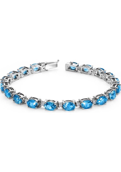 lı Oval Blue Topaz Bileklik 4080003