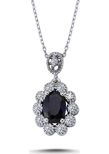 lı Oval Safir Anturaj Kolye 2070014